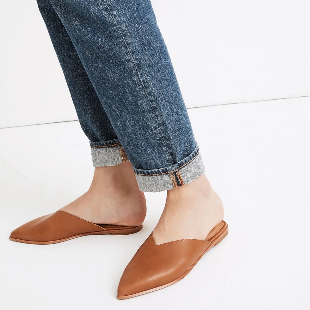 Madewell The Emilia Mule in Leather Size 8 Warm Coffee Slides Flats EUC Sold Out